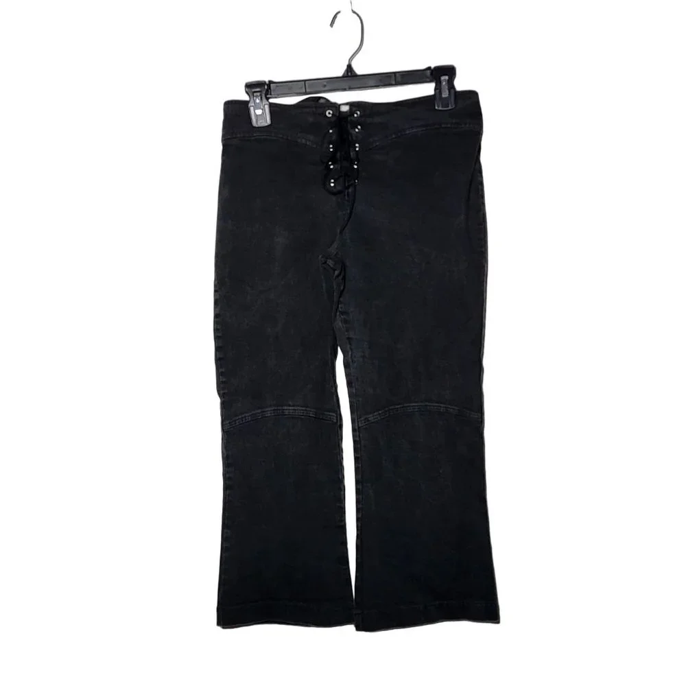 OCI Womens Stretch Denim Capri Jeans Size 7 Grunge Y2K Cropped Flare Boho Hippie